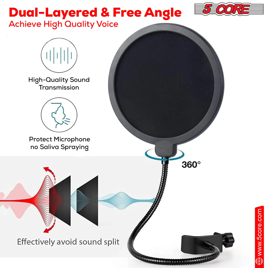 5Core Recording Microphone Podcast Bundle Professional Condenser Cardioid Mic Kit W Boom Arm